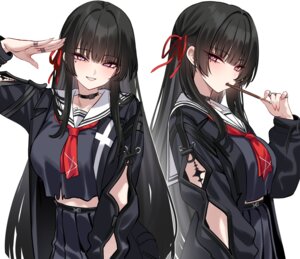 chisa seifuku shigure tattoo torn_clothes wuthering_waves