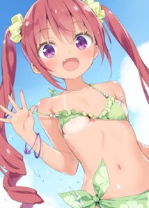 bikini hazuki_watora kani_biimu loli nipple_slip swimsuits tan_lines undressing