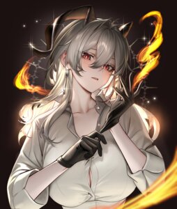 cleavage dress_shirt horns open_shirt ringeko-chan wuthering_waves zani