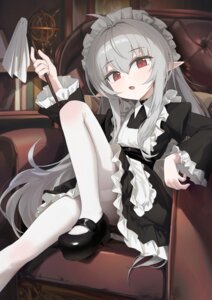 maid pantyhose pointy_ears skirt_lift ye_yemail