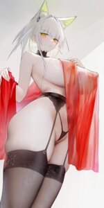 animal_ears arknights garter_belt kal'tsit_(arknights) nipples omone_hokoma_agm pantsu pussy see_through stockings thighhighs thong topless