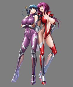 bodysuit breast_hold fishnets heels igawa_asagi no_bra oboro_(taimanin_asagi) open_shirt sword tagme taimanin_(series) taimanin_rpg transparent_png