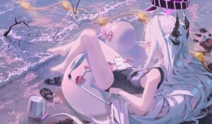 blue_archive halo horns school_swimsuit sorasaki_hina swimsuits tagme