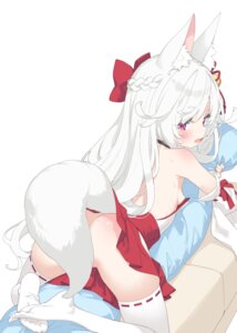 Rating: Questionable Score: 54 Tags: animal_ears breasts kani_biimu kitsune loli miko nipples no_bra nopan skirt_lift tail thighhighs wet User: himeno_nanako
