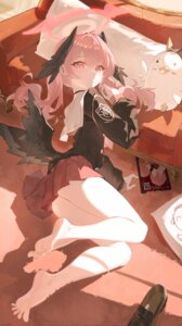 5higure blue_archive feet halo loli nopan seifuku shimoe_koharu wings