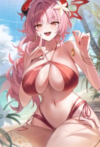 Rating: Questionable Score: 40 Tags: bikini blue_archive garter halo horns kyougoku_satsuki okkimon swimsuits User: VigorousMMM