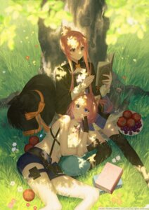 animal_ears atelier atelier_ayesha atelier_resleriana dress garter inumimi koei_tecmo no_bra rias_eidreise takubon thighhighs wilbell_voll-erslied witch