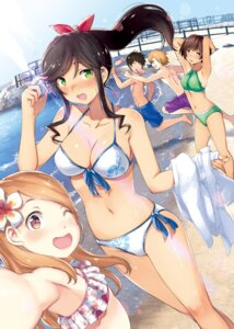 bikini bikini_top hattori_mitsuru ishimochi_kyuushou kataguchi_nairo kinme_wakana kirei_ni_shite_moraemasu_ka. megane selfie swimsuits tan_lines wakasagi_kuriru wakasagi_moruda