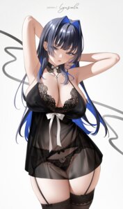 Rating: Questionable Score: 17 Tags: garter_belt hololive hololive_english lingerie lyusiola ouro_kronii pantsu see_through stockings thighhighs User: whitespace1