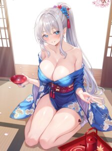 Rating: Questionable Score: 85 Tags: indie_virtual_youtuber kimono no_bra open_shirt sake skirt_lift studiopokotan User: Arsy