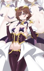 bottomless breasts cosplay higuchi_madoka hiiragi_utena horns mahou_shoujo_ni_akogarete no_bra nonbire pasties the_idolm@ster the_idolm@ster_shiny_colors weapon wings