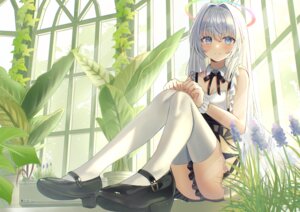 angel heels niboshi_(nibosisuzu) skirt_lift thighhighs wings