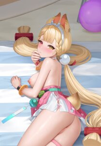 alice_thymefield animal_ears anus ass breasts bunny_ears heterochromia keine09 nipples no_bra nopan pussy skirt_lift tail uncensored wet zenless_zone_zero