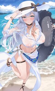 Rating: Questionable Score: 40 Tags: bikini dress_shirt garter nipples no_bra open_shirt see_through sg_(satoumogumogu) sion_alfine swimsuits wet wet_clothes User: whitespace1
