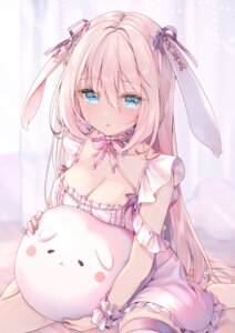 animal_ears bunny_ears dress garter no_bra tojo_(natumi1412)