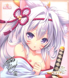 Rating: Questionable Score: 12 Tags: animal_ears breasts japanese_clothes loli lump_of_sugar moekibara_fumitake nipples no_bra open_shirt raw_scan shiroki_kemono sword tattoo tayutama tayutama_zero User: k25c2yf
