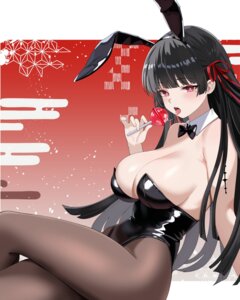 animal_ears bunny_ears bunny_girl chisa no_bra pantyhose tattoo twomoon wuthering_waves