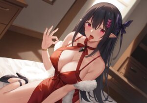 dress erect_nipples heels no_bra pointy_ears suzuame_yatsumi wet