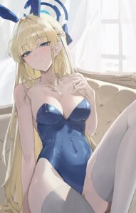 Rating: Questionable Score: 30 Tags: animal_ears asuma_toki blue_archive bunny_ears bunny_girl halo no_bra pray_(furei) thighhighs User: VigorousMMM