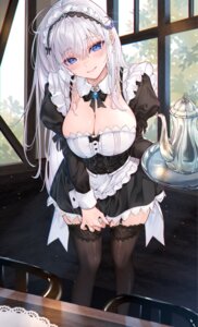 detexted maid minausa no_bra stockings thighhighs waitress