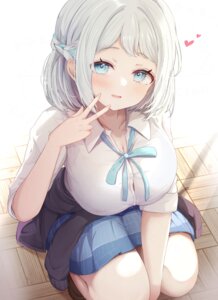 bra gakuen_idolm@ster katsuragi_lilja open_shirt see_through seifuku sky_cappuccino sweater the_idolm@ster