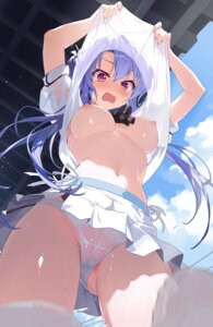 breasts haku89 nipples no_bra pantsu see_through shirt_lift skirt_lift sorakado_ao summer_pockets undressing wet