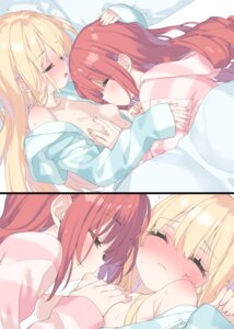 Rating: Questionable Score: 59 Tags: areola breast_grab breasts hazuki_watora kani_biimu loli nipple_slip no_bra open_shirt pajama sheets shimotsuki_potofu wet yuri User: himeno_nanako