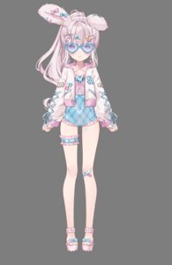 animal_ears bandaid bunny_ears garter hoshi indie_virtual_youtuber megane swimsuits transparent_png usatama_amyu