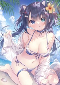 Rating: Questionable Score: 47 Tags: animal_ears bikini cameltoe detexted garter heterochromia nekomimi open_shirt see_through swimsuits wet wet_clothes yukie User: Anonymous