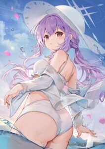 ass bikini blue_archive hakari_atsuko halo kita_(kitairoha) open_shirt see_through swimsuits wet wet_clothes