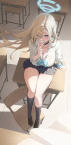 blue_archive cleavage dori_(choejeongmin7) halo ichinose_asuna open_shirt seifuku