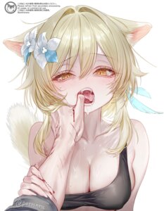 Rating: Questionable Score: 25 Tags: animal_ears blood bra erect_nipples genshin_impact lumine nekomimi pottsness tail wet User: lacepanties