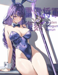 Rating: Questionable Score: 56 Tags: animal_ears bunny_ears bunny_girl genshin_impact no_bra raiden_shogun umamipesto weapon User: VigorousMMM