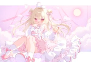 animal_ears bunny_ears dress lolita_fashion mukyu skirt_lift