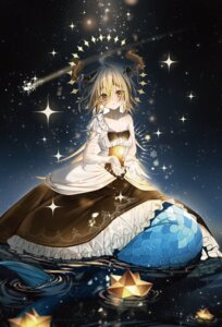 dress emori_miku_project horns mermaid monster_girl no_bra tail yoruhoshi_owl