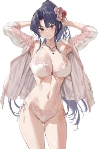 bra hiiragi_yuuichi open_shirt pantsu string_panties
