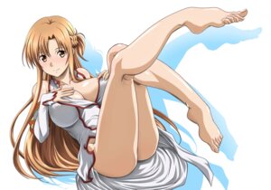 Rating: Questionable Score: 20 Tags: asuna_(sword_art_online) dress feet no_bra nopan open_shirt sword_art_online tagme uniform User: 素晴