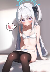 blue_archive bra drawing_flover halo loli pantsu pantyhose tsukiyuki_miyako