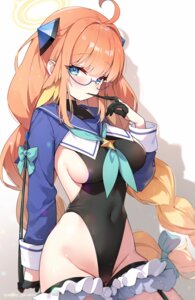 ayamy blue_archive cameltoe endou_shimiko halo megane seifuku swimsuits weapon