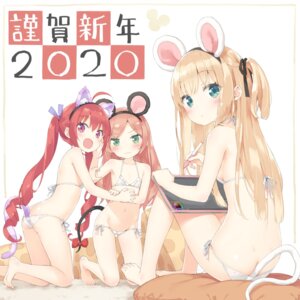 animal_ears bikini hazuki_watora kani_biimu loli minazuki_sarami nekomimi panty_pull see_through shimotsuki_potofu swimsuits tail