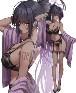 Rating: Questionable Score: 62 Tags: blue_archive bra fishnets garter_belt halo kakudate_karin lingerie pantsu shigure stockings tattoo thighhighs User: VigorousMMM