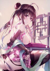 Rating: Questionable Score: 55 Tags: breasts chinadress comic_aun misaki_kurehito nipples no_bra pantsu skirt_lift thighhighs thong tougetsu_matsuri User: fireattack