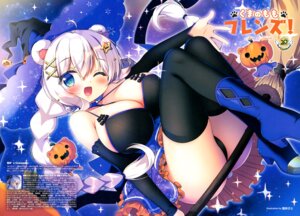 animal_ears dress halloween heels momo_(sasai_saji) no_bra pantsu sasai_saji skirt_lift tail thighhighs thong