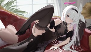 arona_(blue_archive) blue_archive dress fangfangtu halo heels loli no_bra plana_(blue_archive) see_through thighhighs