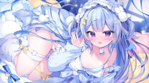 bandaid bra garter horns kirimiya_tsurugi loli open_shirt pajama pantsu wet wings