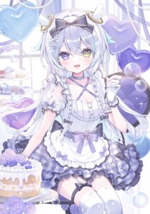 garter halo heterochromia indie_virtual_youtuber konpe_itou maid see_through stockings thighhighs wings