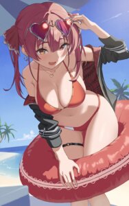 Rating: Questionable Score: 34 Tags: a_domo bikini garter heterochromia hololive houshou_marine megane open_shirt swimsuits User: KenB