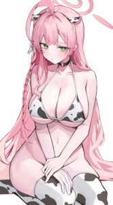animal_ears bikini_top blue_archive bottomless halo horns nephthys2356 swimsuits thighhighs urawa_hanako