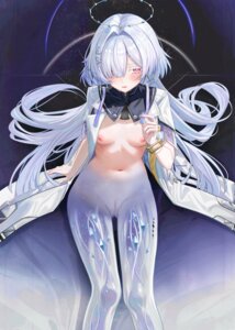 bottomless breasts halo mornye nipples no_bra open_shirt pussy ru_zhai see_through tattoo uncensored wuthering_waves