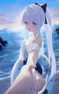 blue_archive halo kuchisode see_through swimsuits tsukiyuki_miyako